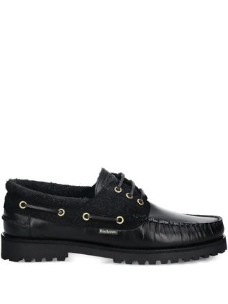 Barbour Re-Engineered Deck boat shoes - men - Calf Leather/Cotton/Polyurethane/Rubber - 11 - Black