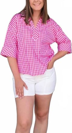 Entro Glam Popover Blouse In Hot Pink