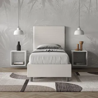 Itamoby Letto Singolo Senza Rete Imbottito 80x190 Similpelle Bianco Focus