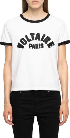 Zadig&Voltaire Alys Voltaire Paris Appliqu&eacute; Cotton Graphic T-Shirt in White at Nordstrom, Size X-Small