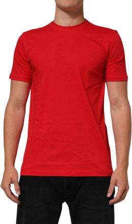 Dolce & Gabbana Red Goodluck 2023 Cotton Crew Neck Mens T-shirt