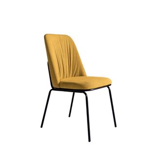 MondoViro Conjunto de 2 sillas con patas negras y tela amarilla, 61x49 cm, 93h