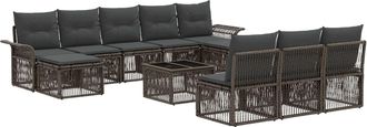 vidaXL Conjunto De Sof&aacute;s De Jard&iacute;n 11 Uds. Gris Rat&aacute;n Sint&eacute;tico Vidaxl