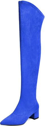 EDEFS Royal Blue Thigh High Stretch Boots for Women with 2 Heel and Pointed Toe Perfect for Autumn Winter Outfits and Date Night Royal Blue UK3