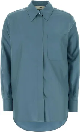 Fendi Blue Regular Solid Shirt