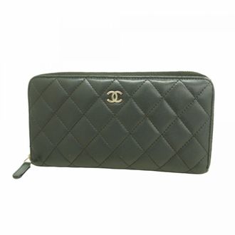 Chanel Black Leather Long Wallet (Bi-Fold) (Pre-Owned)