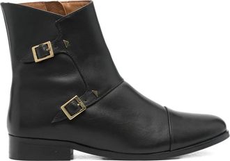 Anne Thomas Mr. Thomas enkellaarzen met dubbele gesp en studs - Zwart