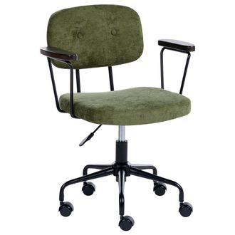 Beliani Silla De Oficina De Tela Giratorio Ajustable Escritorio Verde Algerita