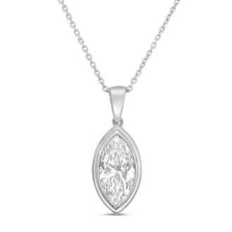 Diana M. Jewels 14kt white gold 6.00 ct lab grown marquise bezel with bail pendant