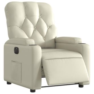 vidaXL Vidaxl - Sill&oacute;n Reclinable El&eacute;ctrico De Cuero Sint&eacute;tico Crema