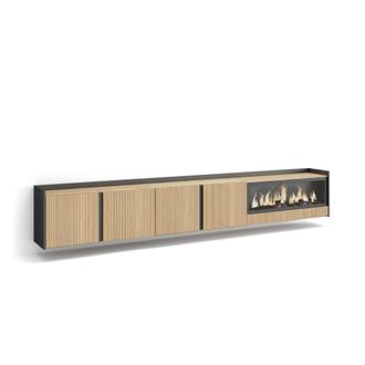 Skraut Home Skraut Home - Mueble Tv, Televisi&oacute;n, Muebles De Sal&oacute;n, Almacenaje, 315x35x50cm, Para Tv Hasta 80, Chimenea El&eacute;ctrica Xxl, Colgado, Suspendido, Estilo 