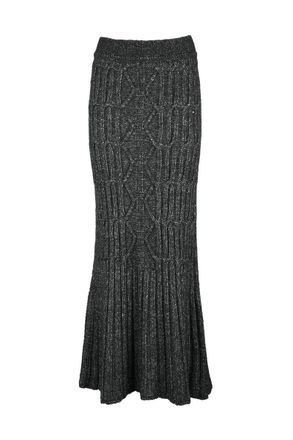 Alberta Ferretti Long Wool Skirt - Black