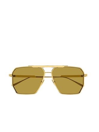 Bottega Veneta Unisex Sunglasses Gold Metal