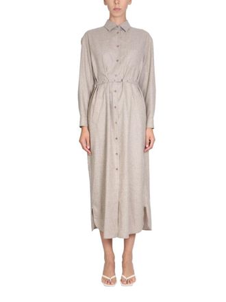 Aspesi Classic Collar Midi Shirt Dress