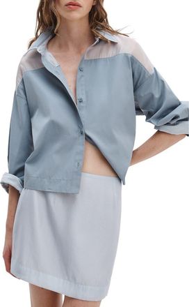 Rag & Bone Elly Crop Button-Up Shirt in Grey at Nordstrom, Size Xx-Small