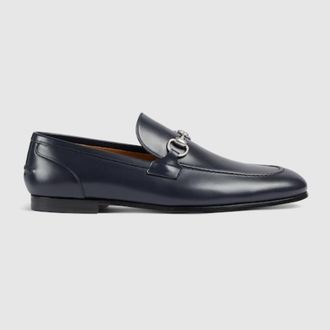 Gucci Jordaan Loafer In Dark Blue Leather, Brand Size 9.5 ( US Size 10 )
