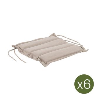 ED&Egrave;N JARD&Iacute; Pack de 6 cojines para sillas de jard&iacute;n color marr&oacute;n 37x37x5 cm