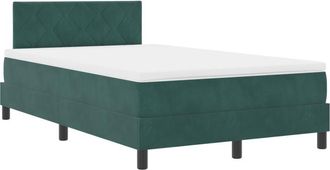 vidaXL Box Spring Bed with Mattress Dark green 120 x 200 cm Fabric vidaXL