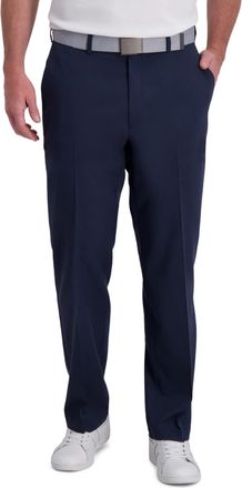 Haggar Mens Cool Right Performance Flex Stria Classic Fit Flat Front Pant Casual, Ink, 34W x 29L