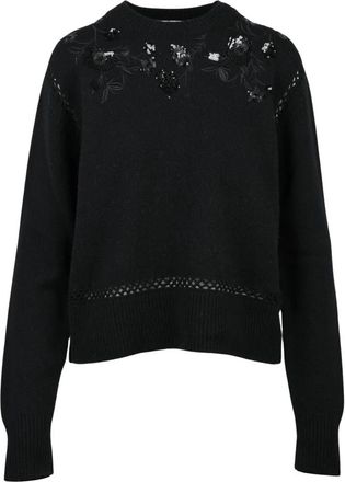 Ermanno Scervino Maglia Girocollo con Ricami - Dames - Ronde hals truien - Zwart - XS - Truien & Vesten