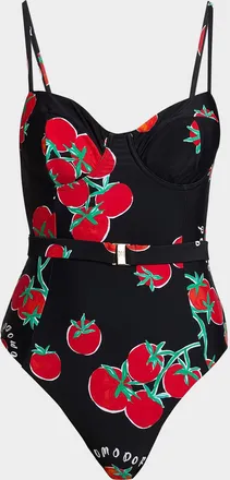 Milly Pomodoro Belted One-Piece Swimsuit