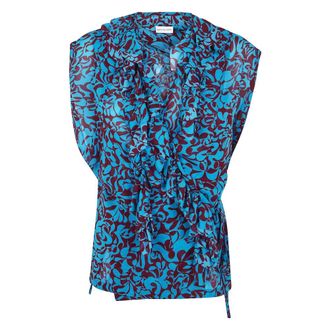 Dries Van Noten Gedrukte Katoenen Blouse - Dames - Blouses & Shirts - Blauw - Maat: M Katoen