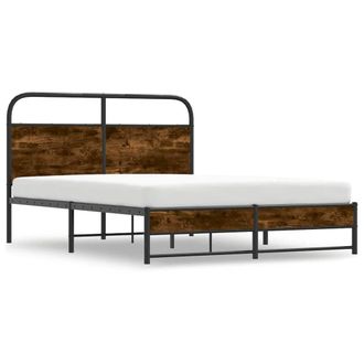 Berkfield Home Elegant Bed Frame Without Mattress 135x190 cm Smoked Oak Engineer in Brown