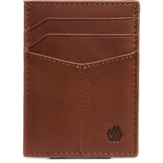 Johnston & Murphy Waxy Leather RFID Card Case in Mahogany at Nordstrom Rack