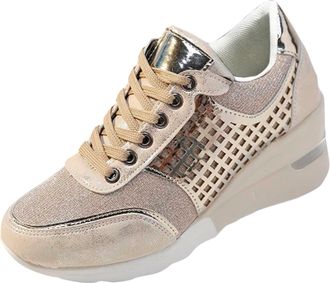 Generic Ladies Walking Gym Trainers Lightweight Gym Shoes Fashion Shoes Women Sneakers Gold Zipper Platform Trainers Tenis Feminino Womens Casual Womens Walki