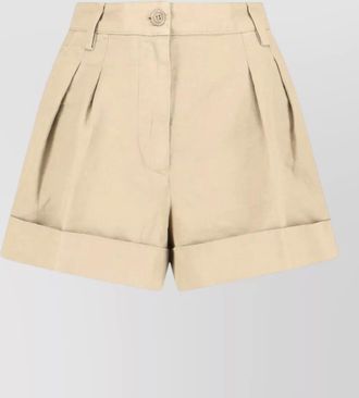 Aspesi tailored shorts belt loops pleats cuffed hem