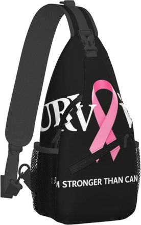 Generic Casual Crossbody Shoulder Bag Breast Cancer Survivor Pink Ribbon Black Sling Backpack Anti Theft Shoulder Bags for Travel Working Outdoor