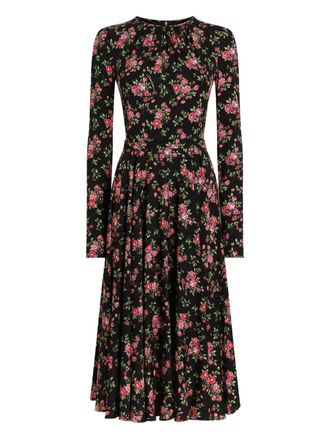 Dolce & Gabbana floral long-sleeve midi dress - Black