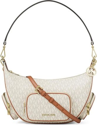 Michael Kors Borsa a spalla convertibile Merritt Media con logo Signature - - Bags - Donna - Bianco - ONE SIZE