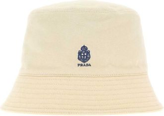 Prada Brown Logo Textured Bucket Hat