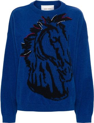 Henrik Vibskov Horse Head-jacquard jumper - women - Wool - M - Blue