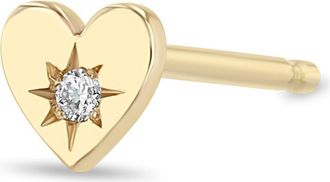 Zoë Chicco Itty Bitty Heart Diamond Stud Earring in 14K Yellow Gold at Nordstrom