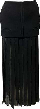 Vera Wang Pleated Maxi Skirt in Black Acetate