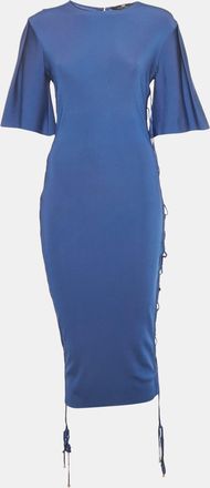 Elisabetta Franchi Blue Jersey Lace Up Detail Bodycon Dress