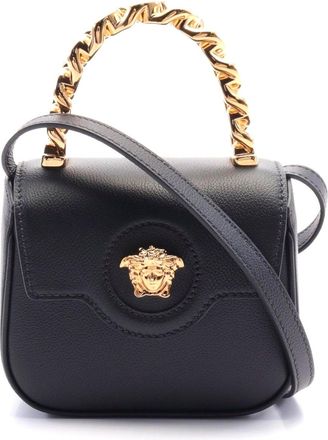 Versace Medusa Leather Handbag Black