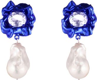 Sterling King Lola Floral Baroque Pearl Drop Earrings in Cobalt at Nordstrom