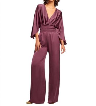 Ramy Brook Cheri Wide Leg Jumpsuit In Burgundy