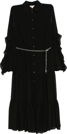 Michael Kors Abito midi con ruches - Nero