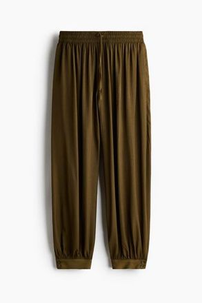 H&M Balloon Drawstring Trousers in Dark Khaki Green at Nordstrom, Size X-Small