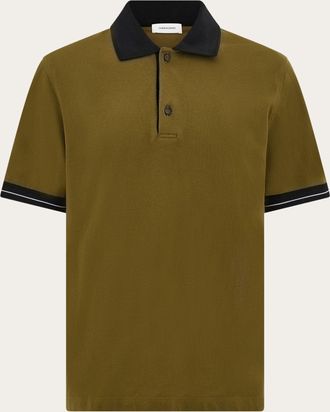 Ferragamo Men Polo shirt with color block detail Green