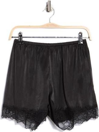 NSR Lace Trim Satin Shorts in Black at Nordstrom Rack, Size X-Small