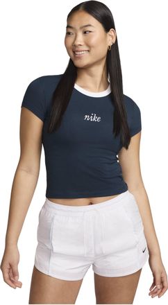 Nike (WMNS) Nike Sportswear Chill Knit Crop T-shirt Asia Sizing Navy White HF8820-478