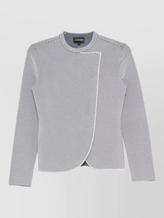 Emporio Armani striped blazer jacket asymmetric front round neck