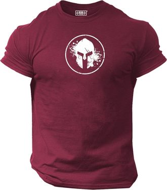 Generic Blood Spartan T Shirt Gym Clothing Bodybuilding Training Sparta Helmet Workout Exercise Boxing MMA Top (UK, Alpha, XL, Regular, Regular, Maroon)