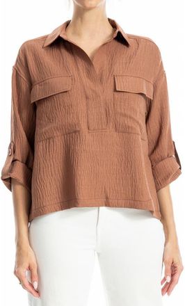 Max Studio Collared Textured Shirt in Heather Chestnut at Nordstrom Rack, Size Small