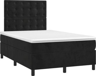 vidaXL Vidaxl - Cama Box Spring Colch&oacute;n Y Led Terciopelo Negro 120x200 Cm